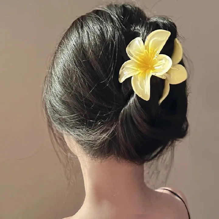 Vibrant Hawaiian Flower Hair Claw Clips for Thick Hair, Strong Nonslip Grip