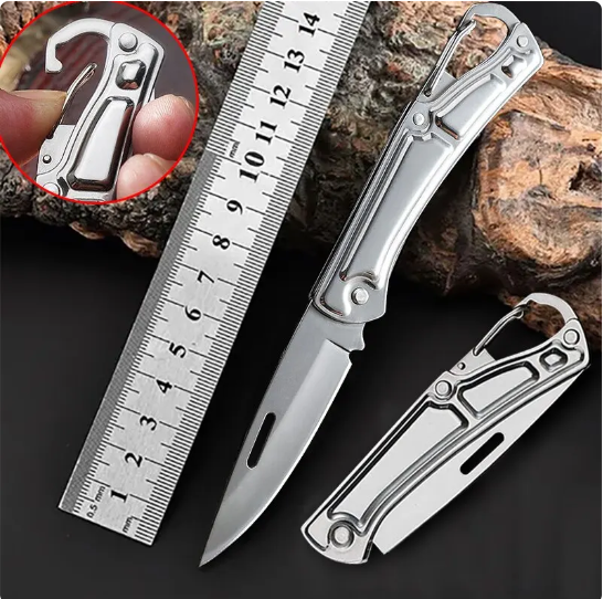 Compact Stainless Steel Folding Fruit Knife with Non-Slip Handle - Outdoor & Kitchen