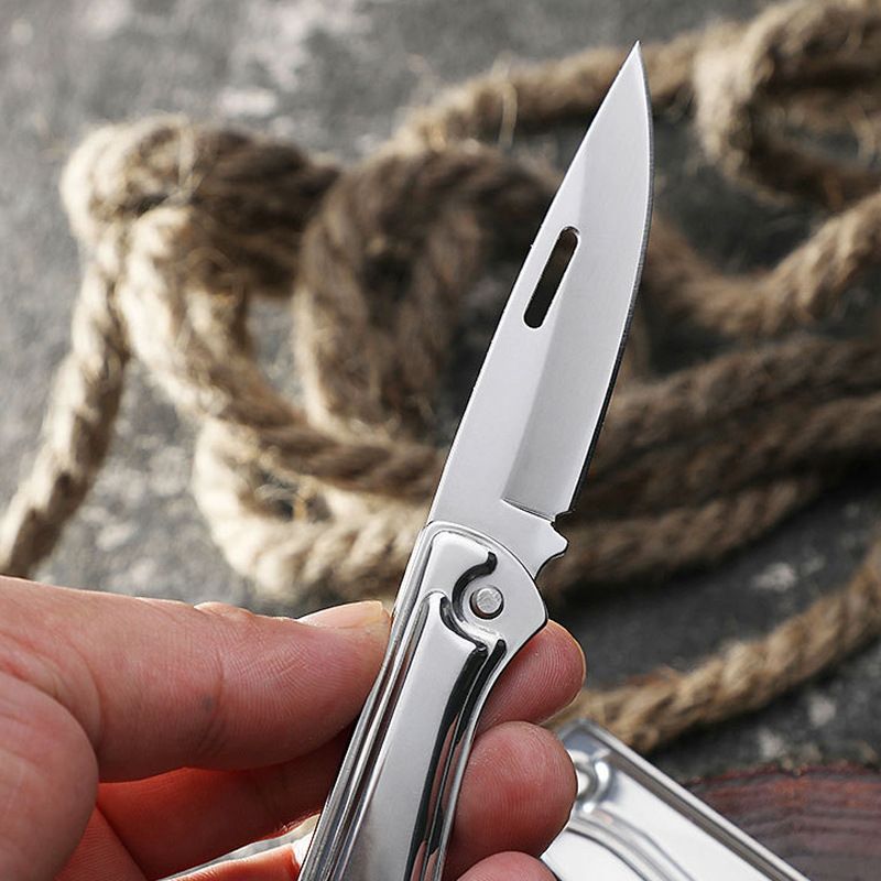Compact Stainless Steel Folding Fruit Knife with Non-Slip Handle - Outdoor & Kitchen