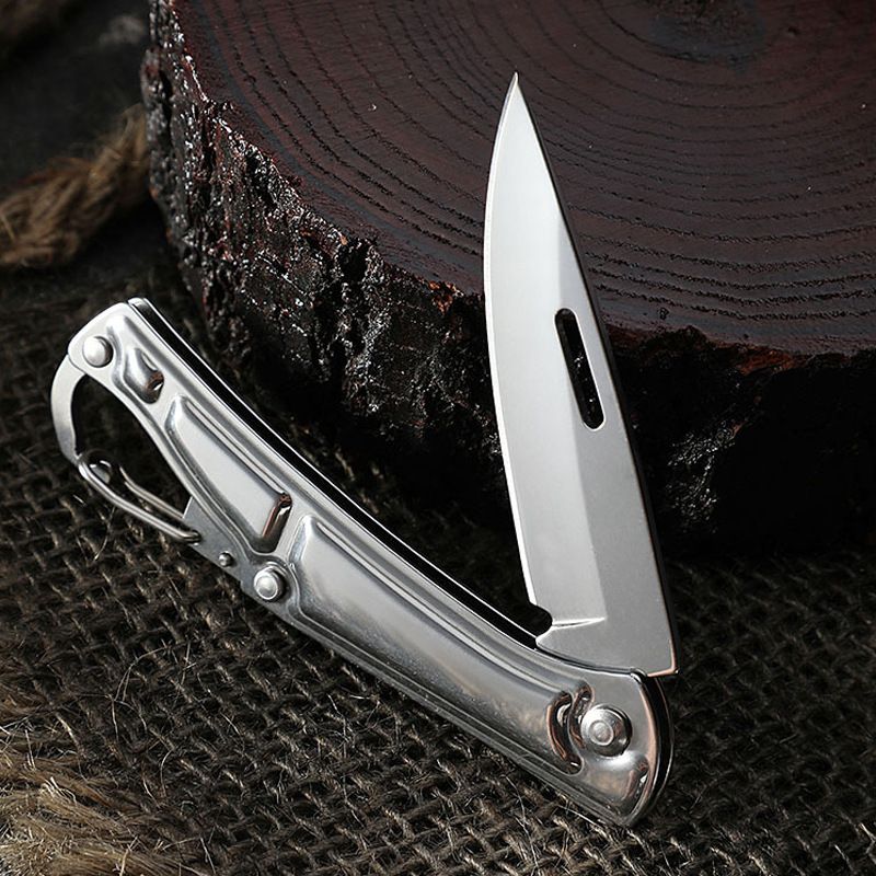 Compact Stainless Steel Folding Fruit Knife with Non-Slip Handle - Outdoor & Kitchen