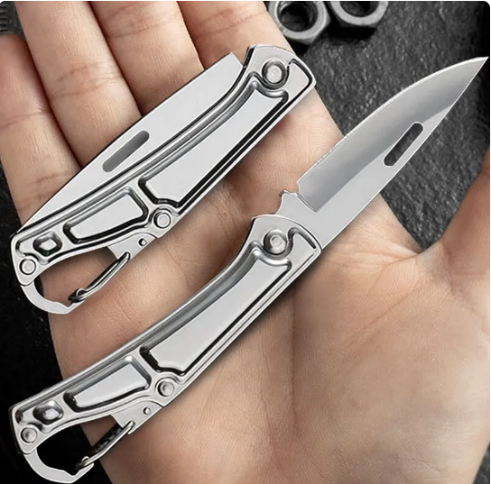 Compact Stainless Steel Folding Fruit Knife with Non-Slip Handle - Outdoor & Kitchen