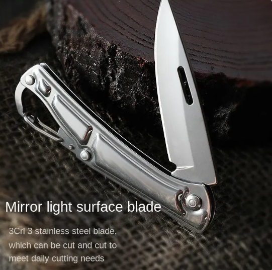 Compact Stainless Steel Folding Fruit Knife with Non-Slip Handle - Outdoor & Kitchen