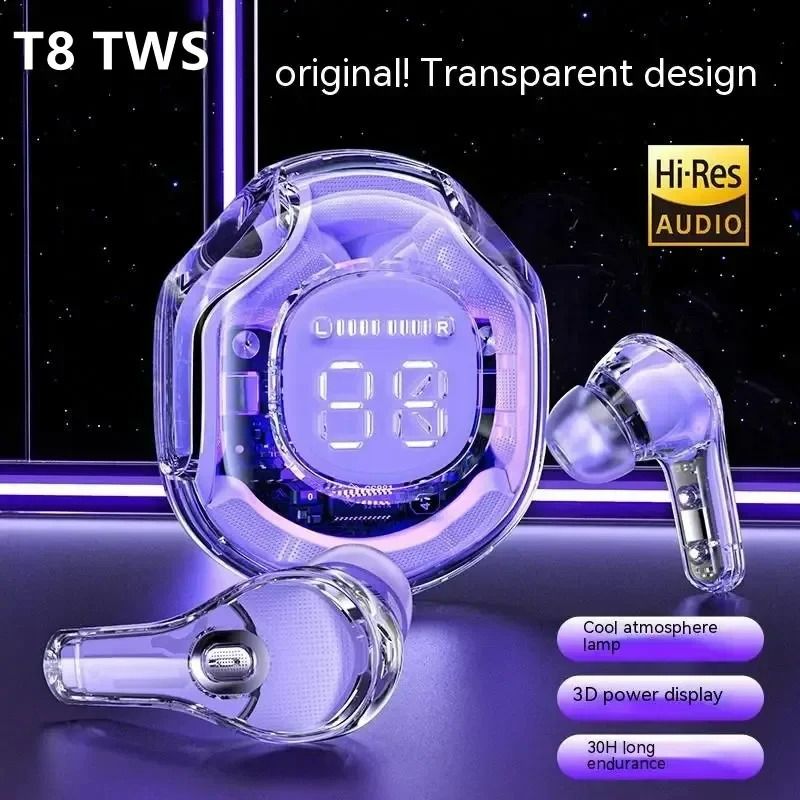 Air39 Transparent TWS Bluetooth Earbuds with 7LED Display HiFi Sound