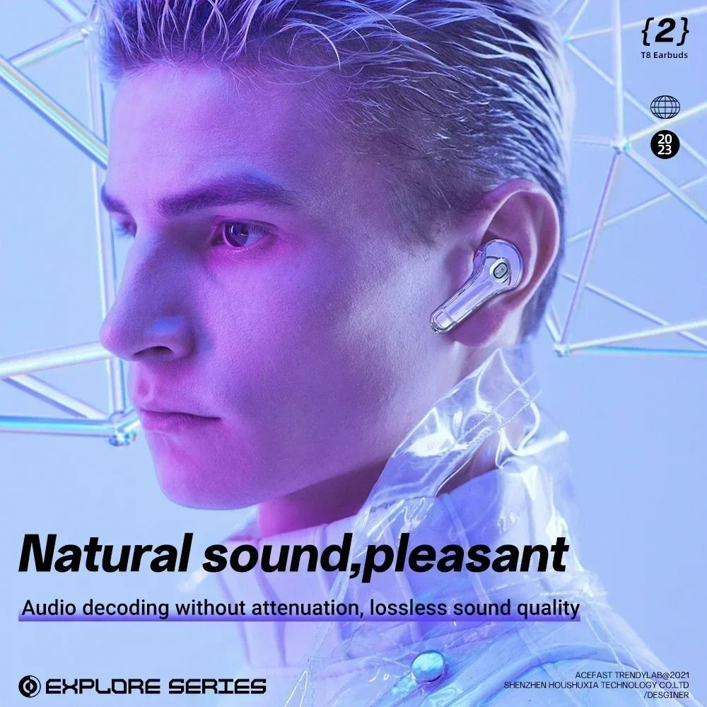 Air39 Transparent TWS Bluetooth Earbuds with 7LED Display HiFi Sound