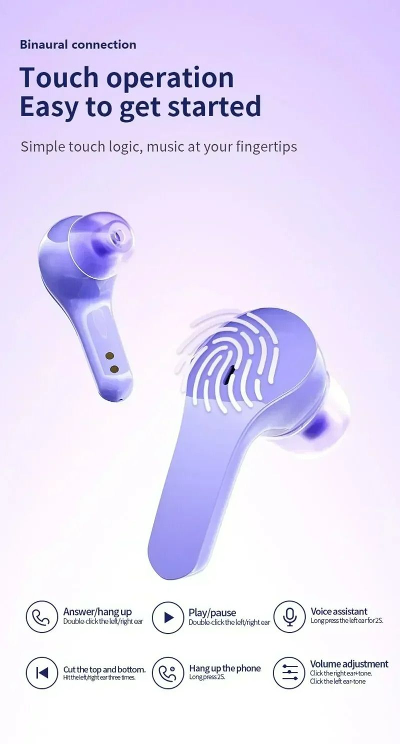 Air39 Transparent TWS Bluetooth Earbuds with 7LED Display HiFi Sound