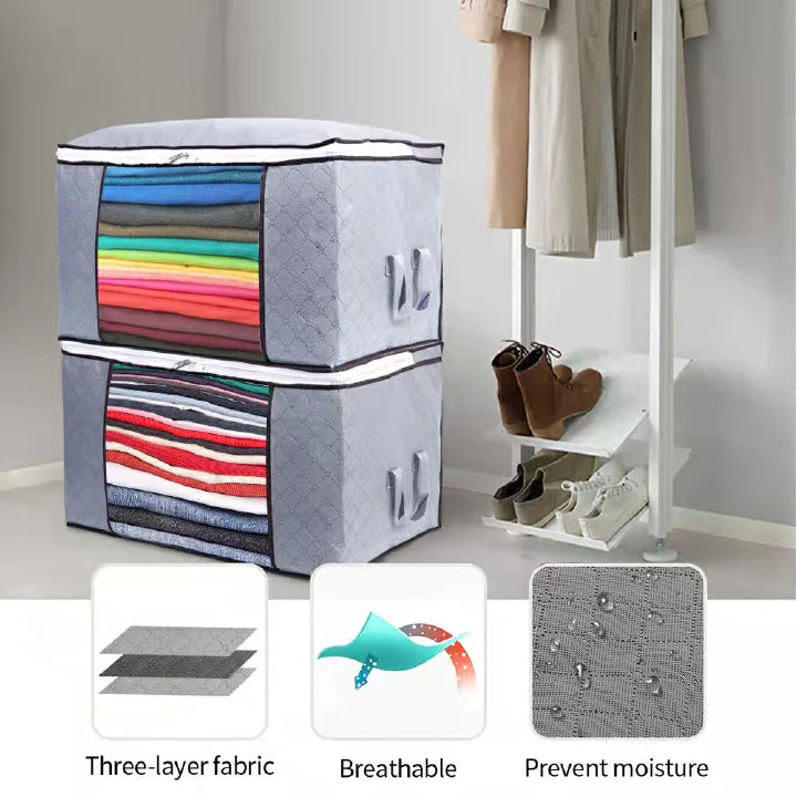 Foldable Portable Non-Woven Clothes Storage Bag Organizer for Home Travel