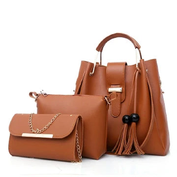 Stylish 3-Piece Women's Handbag Set: Tote, Crossbody, Purse for Ladies