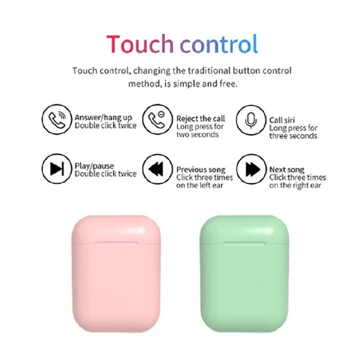 TWS Bluetooth 5.0 Noise-Cancelling Earpods with Sweatproof Design & Touch Control