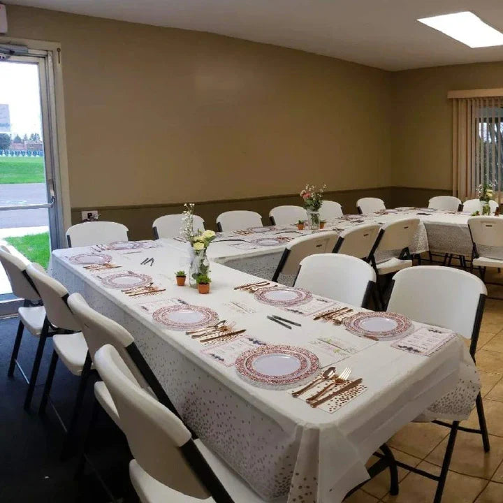 Disposable Gold Dot Confetti PEVA Tablecloth for Rectangle Party Tables
