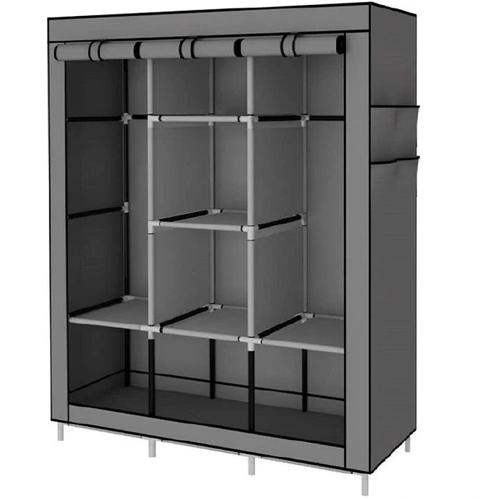 Jaza Keja 3-Column Portable Metallic Wardrobe - Large Capacity DIY Storage Closet