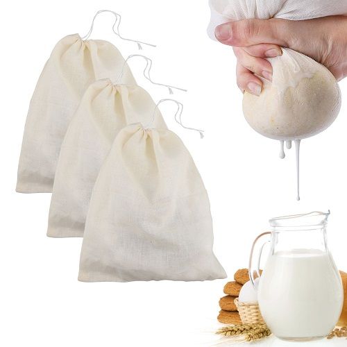 3-Pack Reusable Fine Mesh Nut Milk Strainer Bags - Almond, Soy, Juice