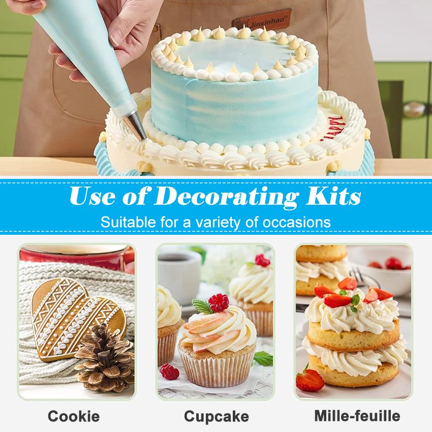 20-Piece DIY Cake Decorating Kit: Icing Piping Nozzles, Pastry Bags, Cupcake Tips