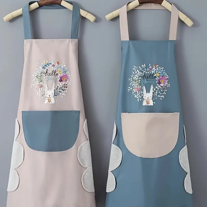 2-Pack Waterproof Oil-Proof Adjustable Bib Aprons with Pockets for Kitchen Use