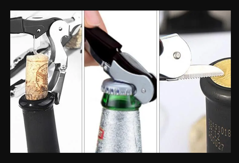 Premium Stainless Steel Wine Bottle Opener Multi-tool Corkscrew with Foil Cutter