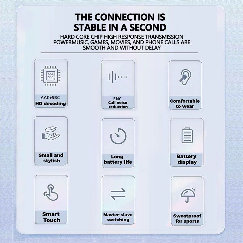 Transparent Wireless Bluetooth Earbuds: Macaron Colors, Touch Control, LED, HiFi, Noise-Canceling