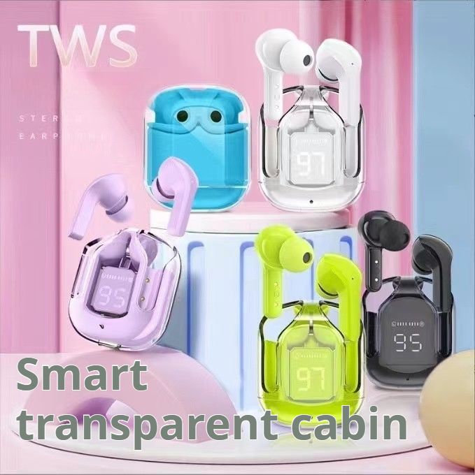 Transparent Wireless Bluetooth Earbuds: Macaron Colors, Touch Control, LED, HiFi, Noise-Canceling