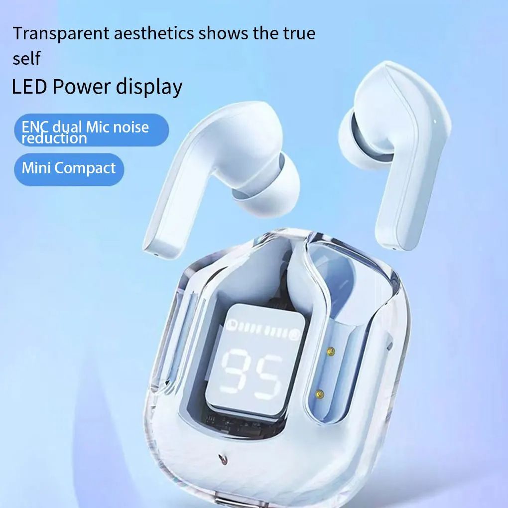 Transparent Wireless Bluetooth Earbuds: Macaron Colors, Touch Control, LED, HiFi, Noise-Canceling