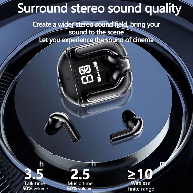 Transparent Wireless Bluetooth Earbuds: Macaron Colors, Touch Control, LED, HiFi, Noise-Canceling