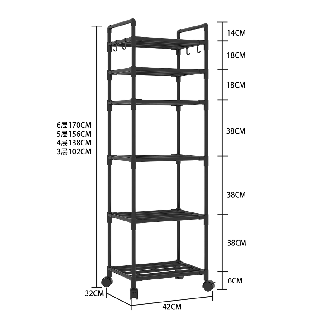 Multifunctional Floor Standing Multi-Tier Kitchen Storage Rack for Home & Bath