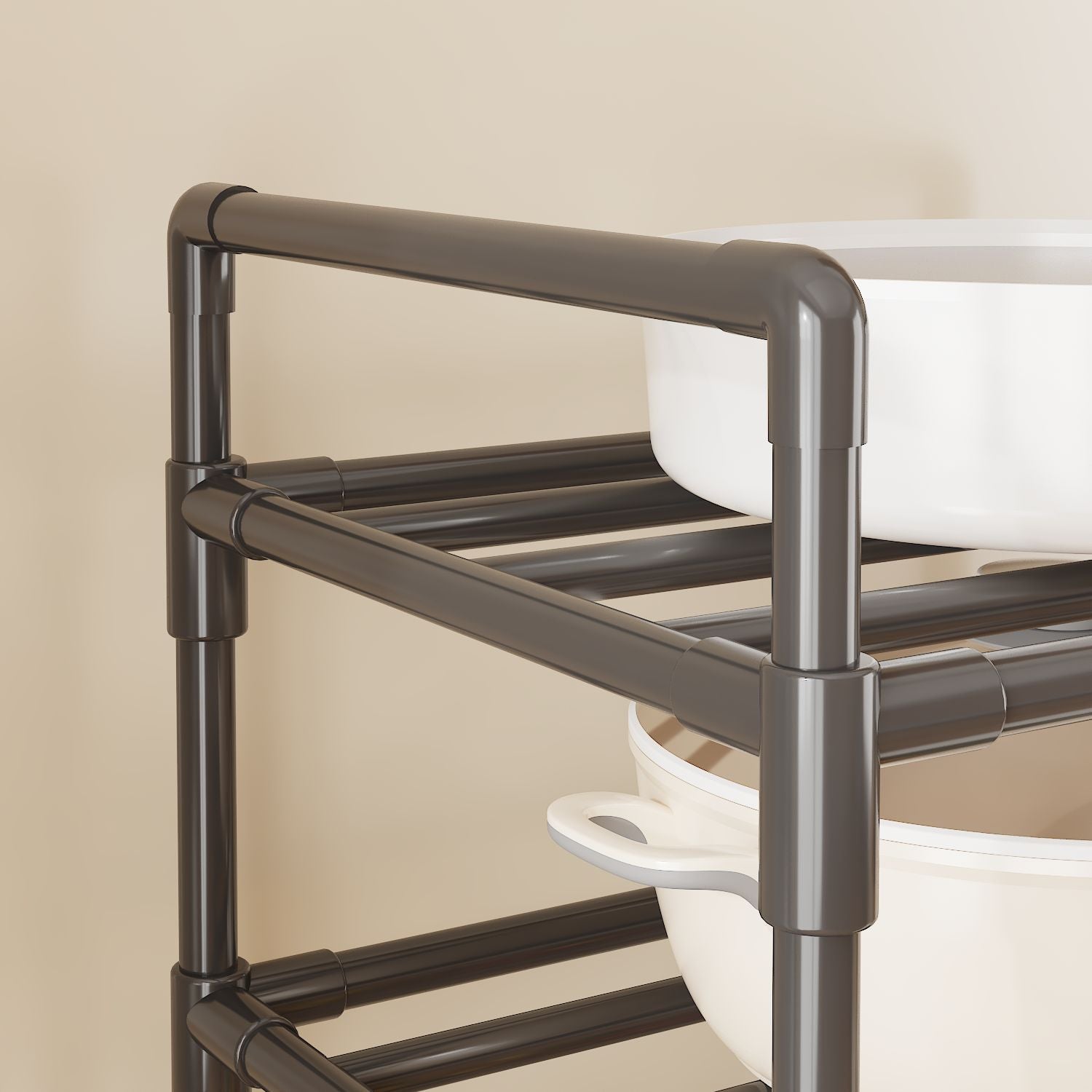 Multifunctional Floor Standing Multi-Tier Kitchen Storage Rack for Home & Bath