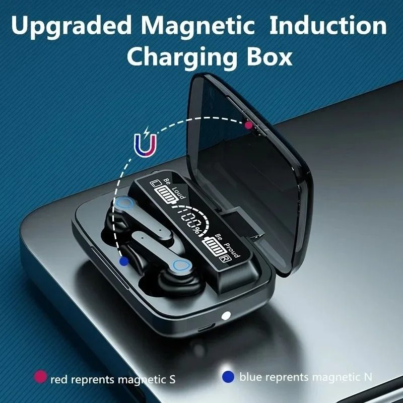 M19 TWS Wireless LED Bluetooth Earbuds with Power Bank & Noise-Cancelling
