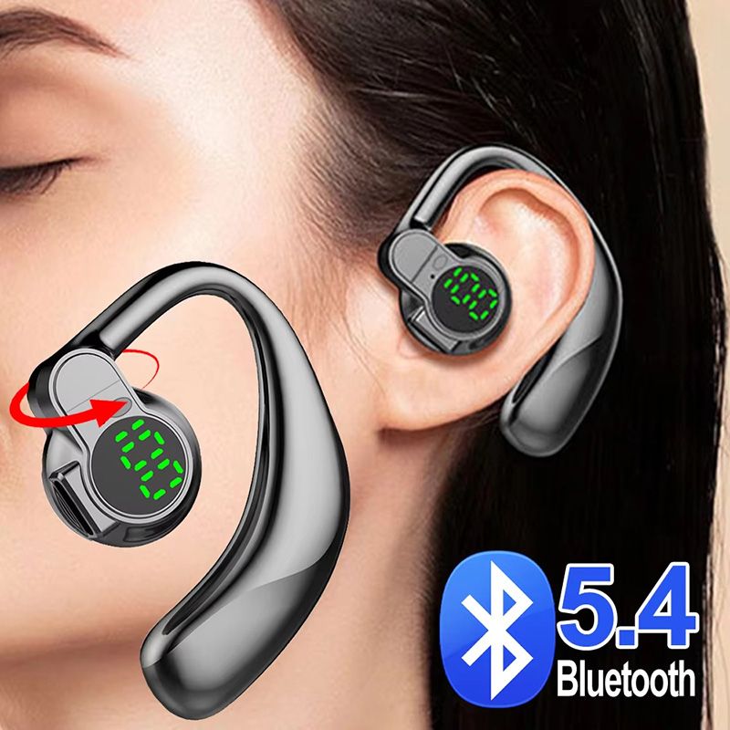 Bluetooth 5.4 Single Ear Earhook Noise Cancelling Sports Wireless Earbud Mic