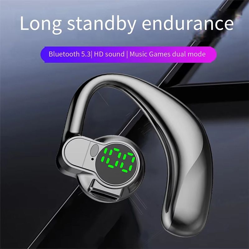 Bluetooth 5.4 Single Ear Earhook Noise Cancelling Sports Wireless Earbud Mic