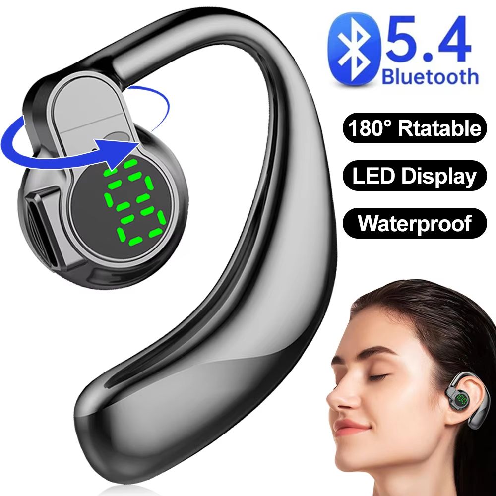 Bluetooth 5.4 Single Ear Earhook Noise Cancelling Sports Wireless Earbud Mic