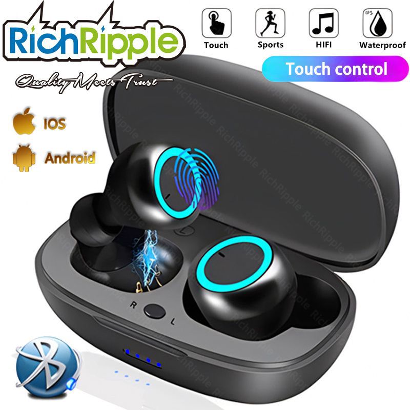 RichRipple Y50 Plus Wireless Bluetooth Earbuds: TWS Stereo In-Ear, Touch Control