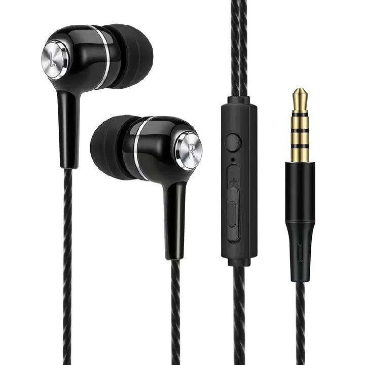 3.5mm Wired Earphones: HIFI Bass, In-Ear Stereo, Mic for Gaming & Sports