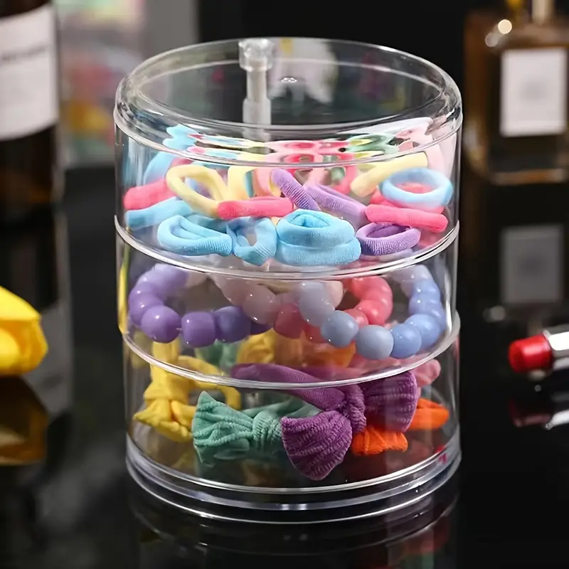 Elegant 3-Tier Rotating Jewelry Organizer Box, Clear Plastic 360° Swivel Display