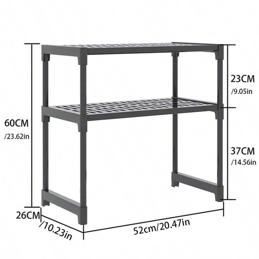 Jaza Keja 2-Tier Microwave Oven Rack, Steel Pipe Support, Rust-Proof Kitchen Organizer