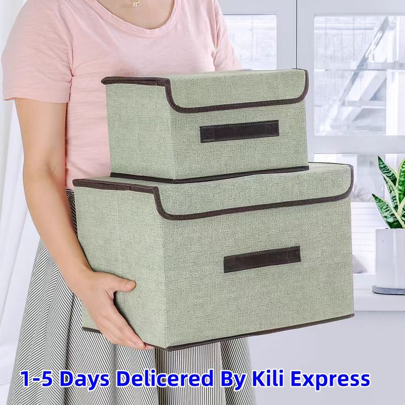 2-Pack Foldable Fabric Storage Bins, Portable Clothing Organizer Boxes for Dorm & Home