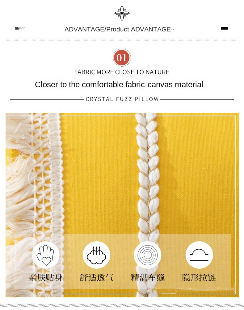 Bohemian Pillowcase Living Room Sofa Tassel Throw Pillow Case Macaron Knitted Home Decorative Cushion Waist Cover