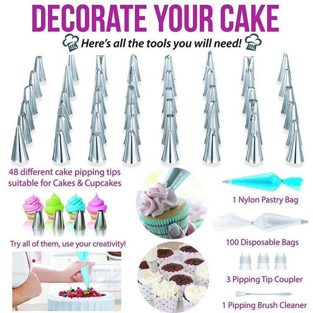 164-Piece Ultimate Cake Decorating Kit with Rotating Stand & Baking Tools