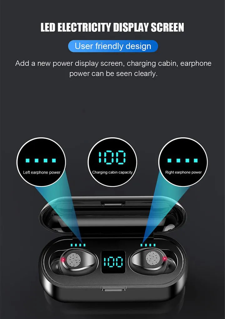 VEDO F9 Mini True Wireless Bluetooth Earbuds with LED Digital Screen