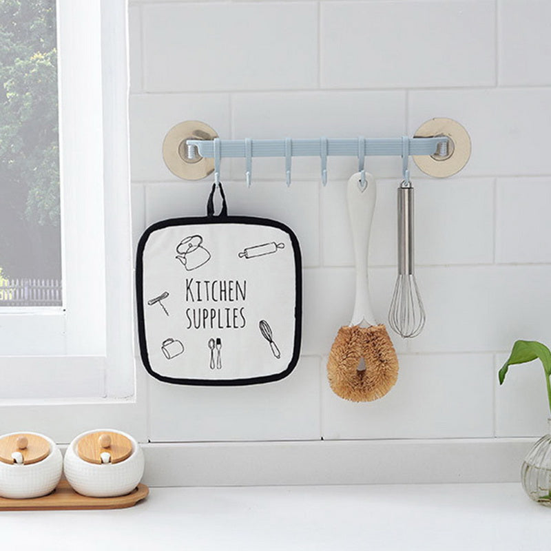 Adhesive Wall Mounted Multifunction Organizer Rack with Hooks for Bathroom Kitchen