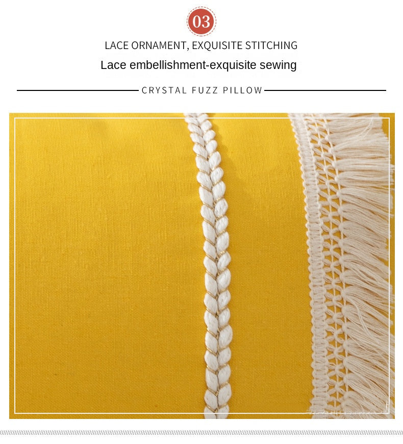 Bohemian Pillowcase Living Room Sofa Tassel Throw Pillow Case Macaron Knitted Home Decorative Cushion Waist Cover