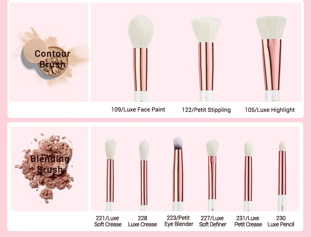 Jessup Professional Makeup brushes set ,6- 25pcs Makeup brush Natural Synthetic Foundation Powder Highlighter Pearl White T215