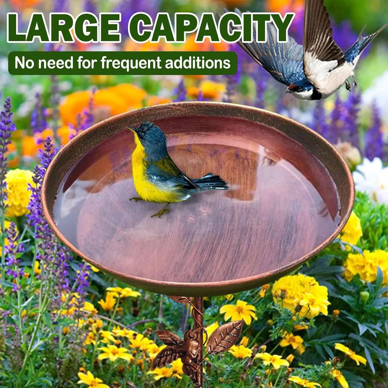 Garden Birdbath Sturdy Iron Outdoor Bird Bath for Outside Vintage Standing Birdbath Bowl for Outdoor Garden Patio Yard