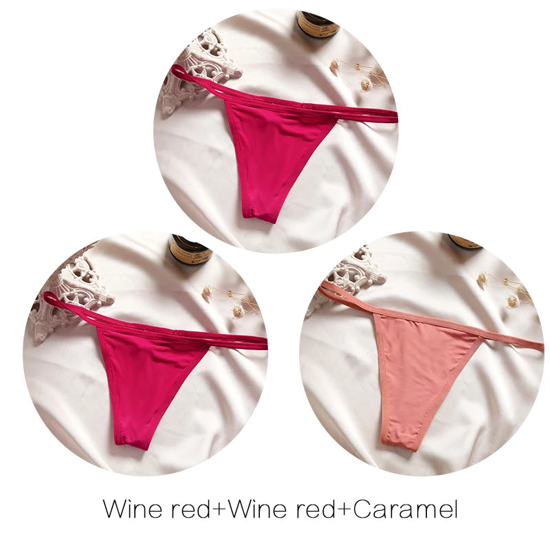 FINETOO 3Pcs/set Sexy Low-rise Thongs Women Bikini Panties T-back Underpants M-XL Female G-String Panty Ladies Thong Lingerie