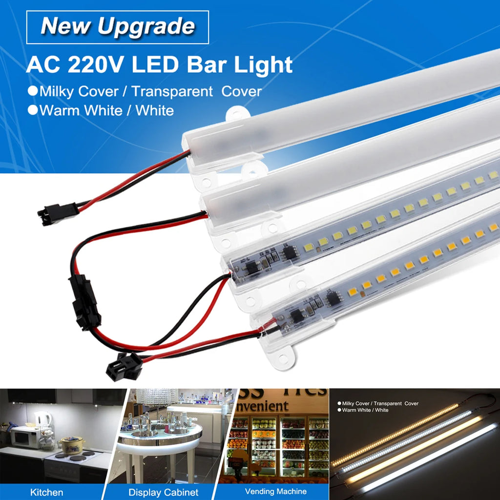 30CM/40CM Led Tube Light Bar Lights Floodlight Cabinet Kitchen Warm 220v Storage Wall Profile Smd2835 Home Desk Clear Shell