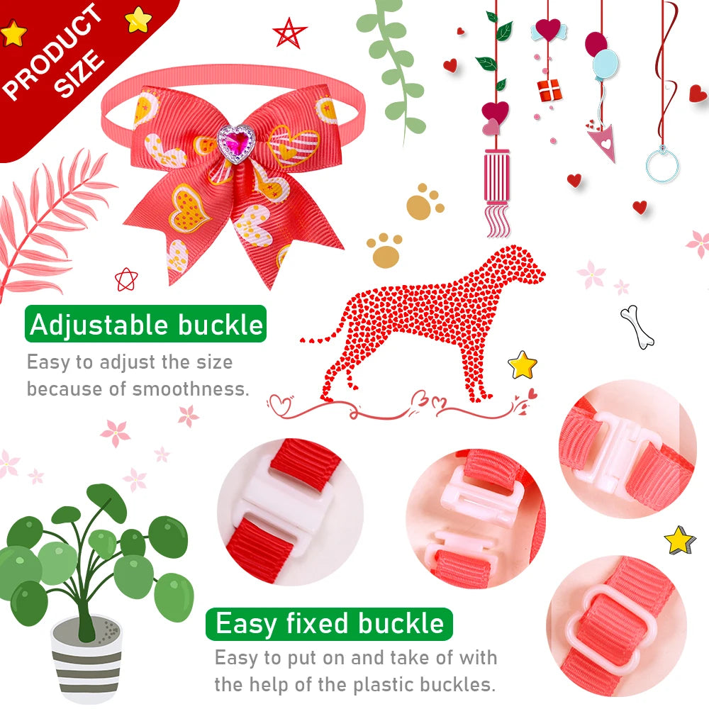 20pcs Dog Bow Tie Love style Pet Supplies Valentine's Day Samll Dog Bowtie Pet Dog Cat Bowties Small Dog Grooming Accessories
