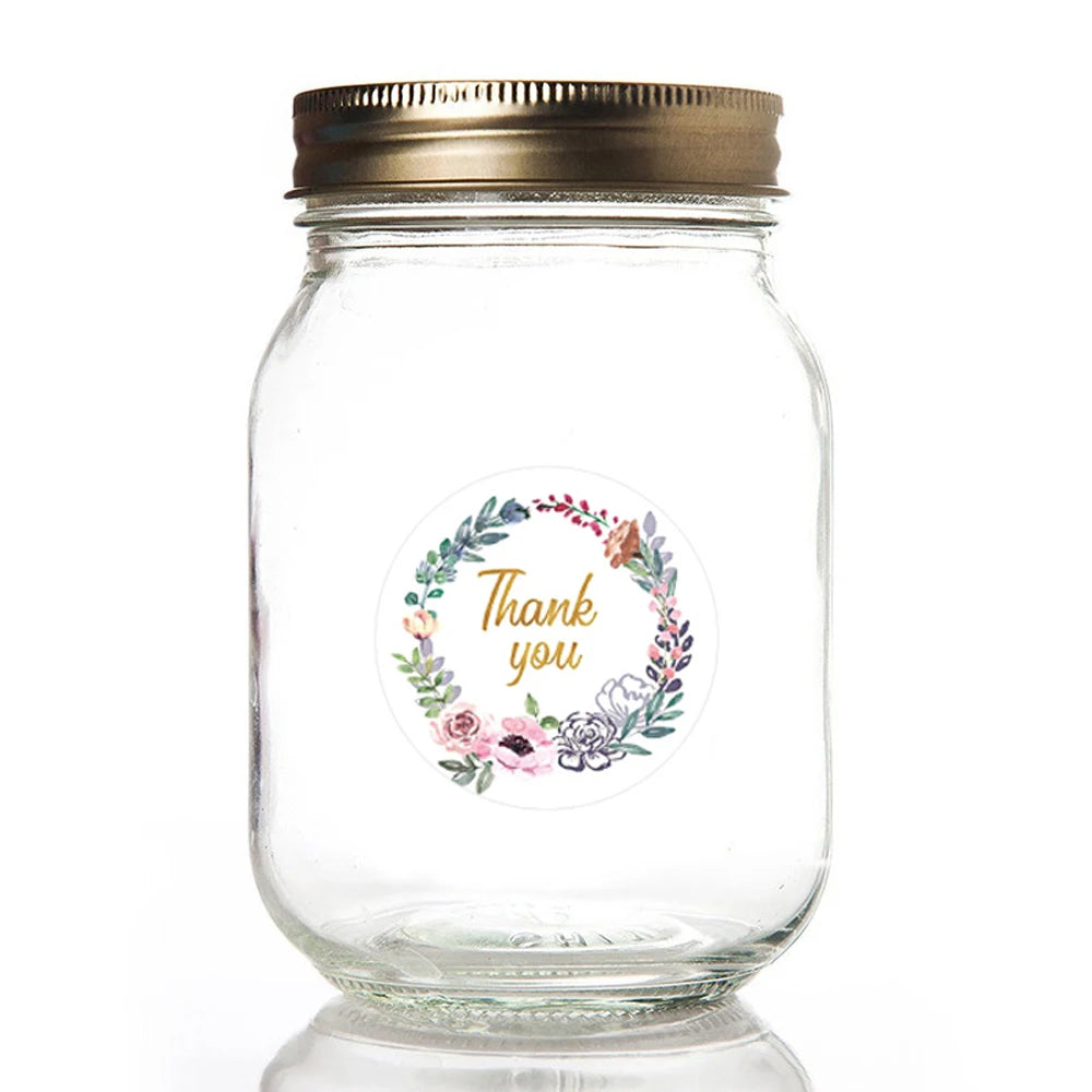 100-500pcs Thank You Round Sticker Scrapbook Envelope Seal Sticker Gift Flower Decoration Stationery Label Stickers