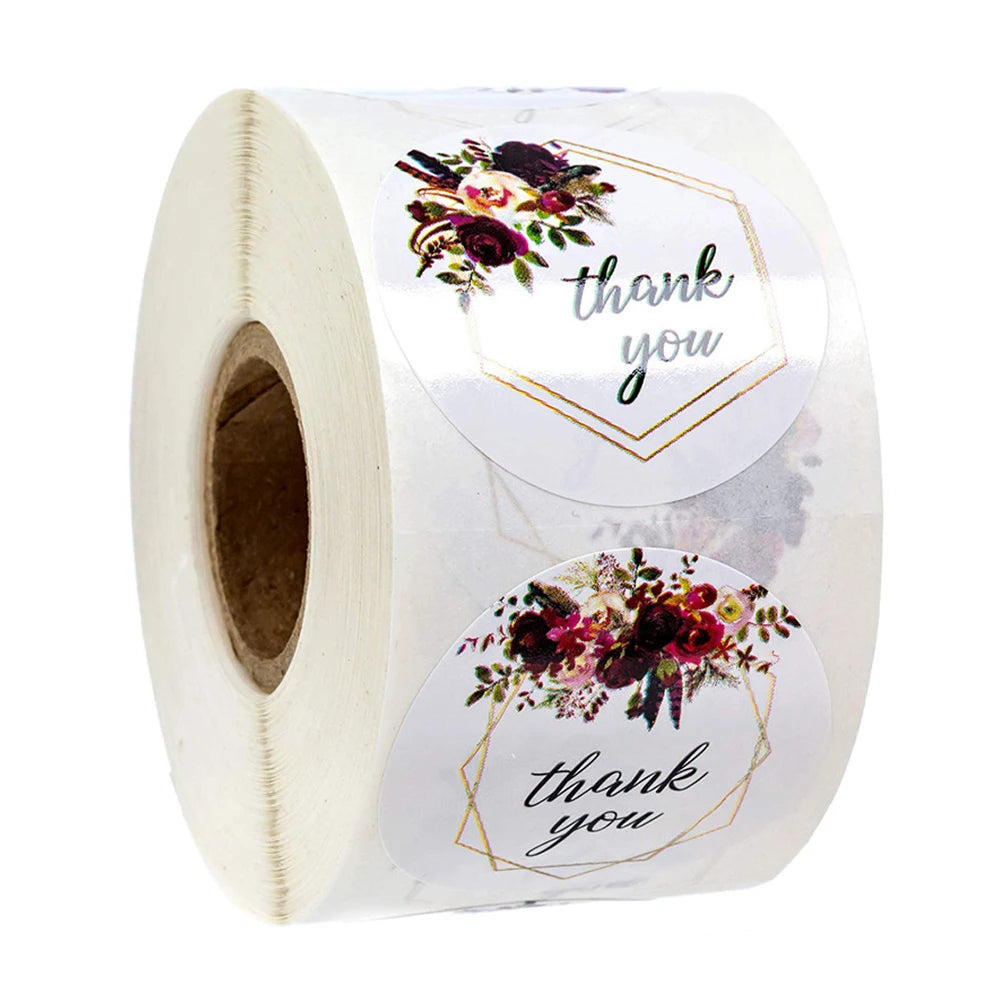 100-500pcs Thank You Round Sticker Scrapbook Envelope Seal Sticker Gift Flower Decoration Stationery Label Stickers