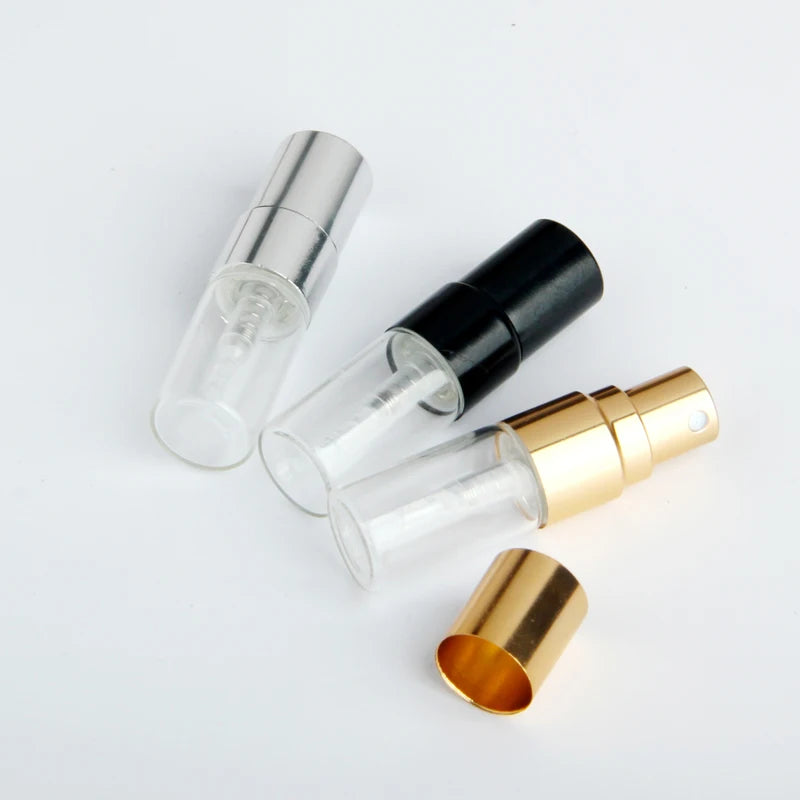 100Pieces/lot 2ml Mini Refillable Perfume Bottle For Sample Spray Bottle Metal Atomizer Portable Travel Gift Cosmetic Container