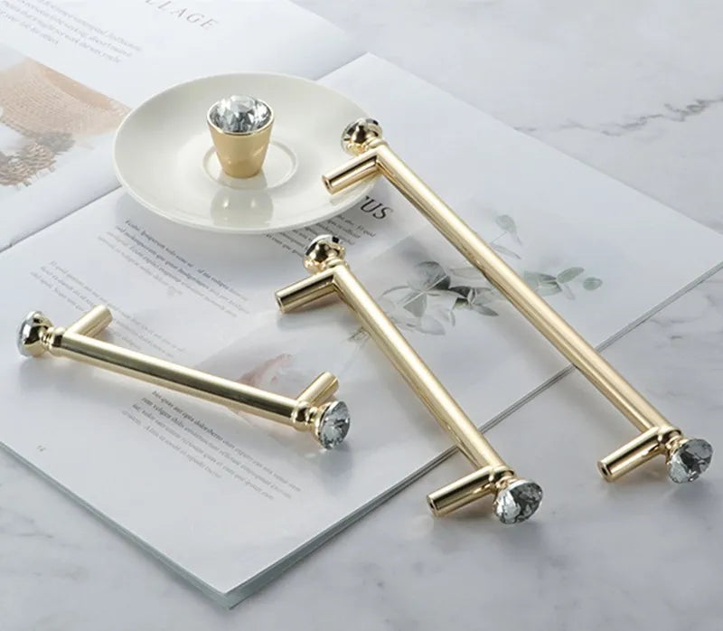 KK&FING Luxury Crystal Handles Drawer Knobs Zinc Alloy Kitchen Cabinet Handles Wardrobe Door Pulls Furniture Handle Hardware