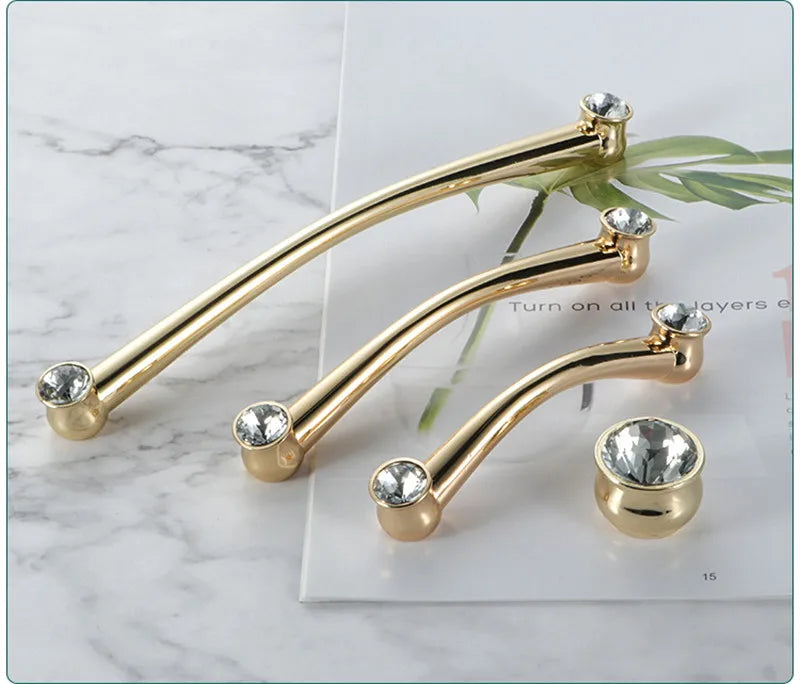 KK&FING Luxury Crystal Handles Drawer Knobs Zinc Alloy Kitchen Cabinet Handles Wardrobe Door Pulls Furniture Handle Hardware