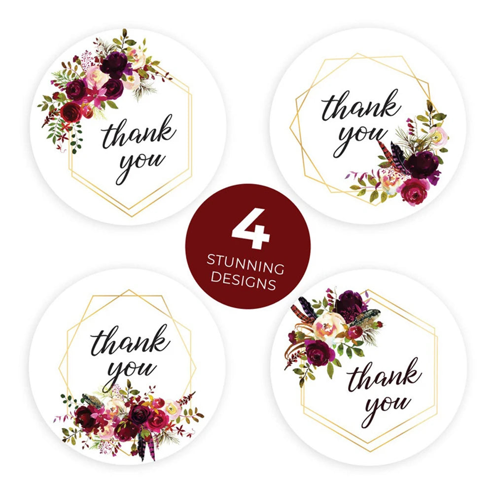 100-500pcs Thank You Round Sticker Scrapbook Envelope Seal Sticker Gift Flower Decoration Stationery Label Stickers
