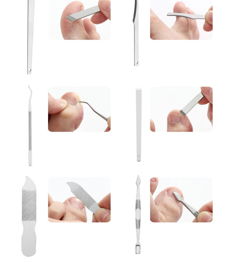 11-26 Pcs Manicure Set Stainless Steel Nail Clippers Cuticle Nipper Pedicure Care Tool Dead Skin Scissor Cleaning Grooming Kit